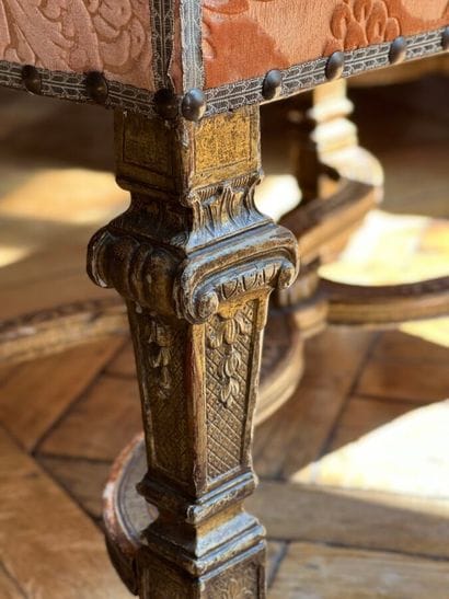 Pair of large armchairs in richly carved,...