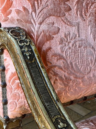 Pair of large armchairs in richly carved,...