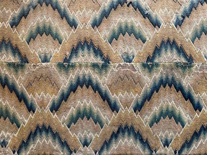 Wooden chest decorated with polychrome chevron...
