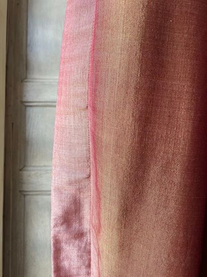 Pair of curtains in pink moiré fabric, the...