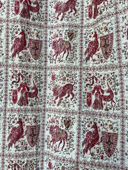 Pair of curtains in pink moiré fabric, the...