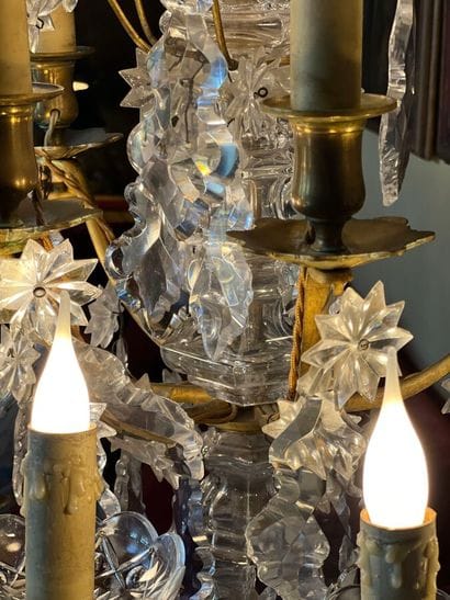 Pair of large bronze girandoles with eleven...