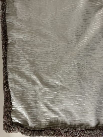 Pair of white moiré jacquart curtains. Marabou...