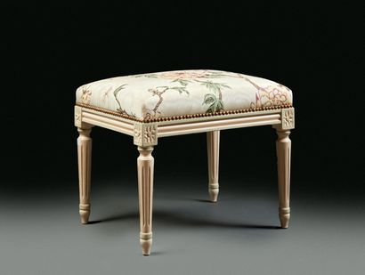 Louis XVI style stool, in cream lacquered...