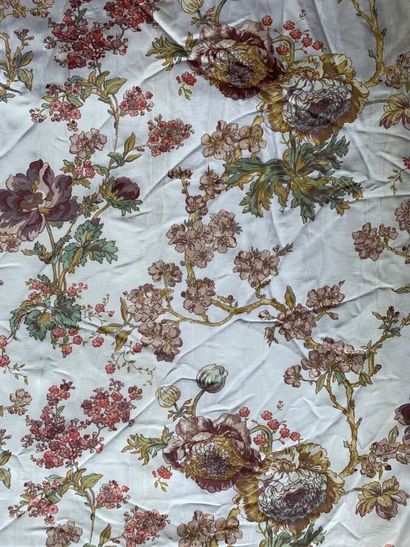 Pair of curtains in white moiré fabric with...