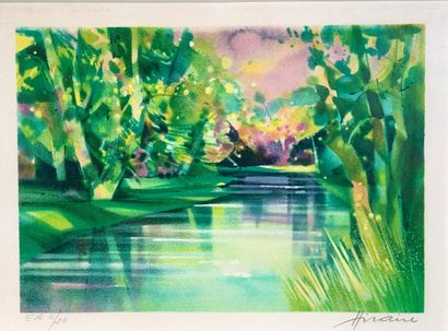 Camille HILAIRE (1916-2004)
Vue d'un étang
Lithographie...