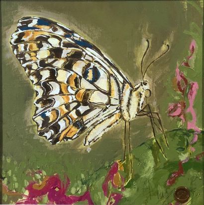Suite of four oil paintings depicting flowers...