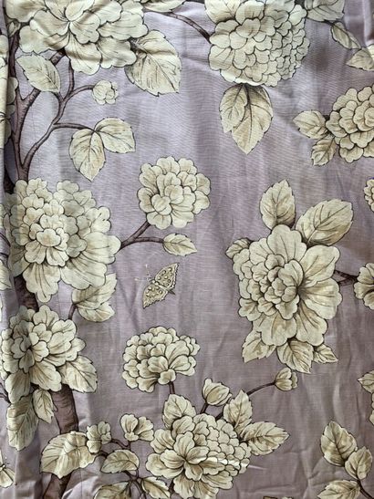 Pair of lined curtains in printed cotton...