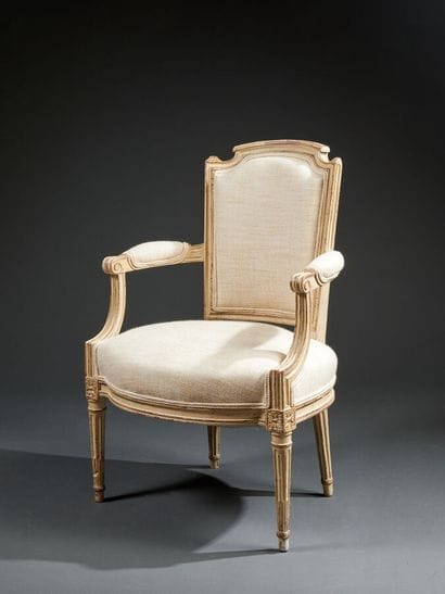 Fauteuil cabriolet de style Louis XVI, en...