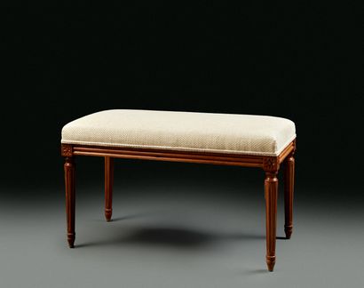 Louis XVI-style varnished natural wood bench...