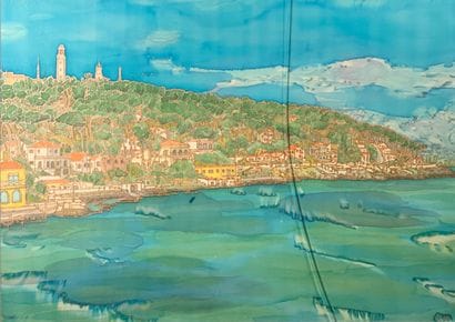 View of Italy, the Ligurian coast.
Colored...
