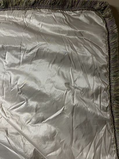 Pair of Champagne taffeta curtains, green...