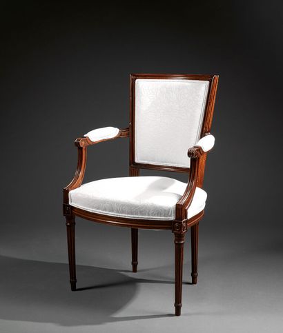 Louis XVI-style cabriolet armchair in stained...