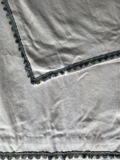 Pair of off-white cotton jacquart curtains...