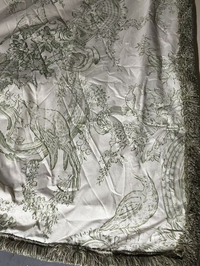 Pair of cotton curtains printed with a toile...