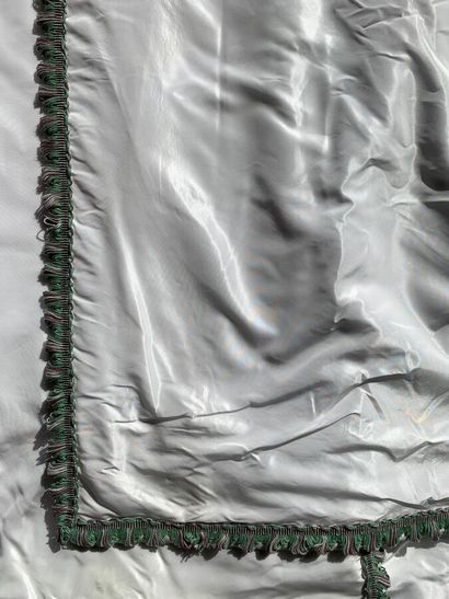 Pair of white taffeta curtains adorned with...