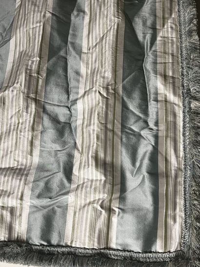 Pair of curtains in striped and embroidered...