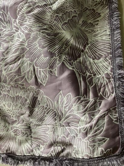 Pair of plum-colored curtains embroidered...