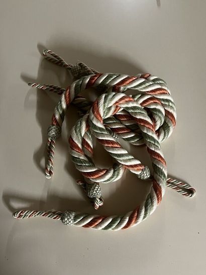 2 pairs of green, white and orange passementerie...