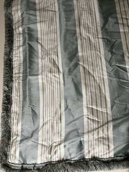 Pair of curtains in striped and embroidered...