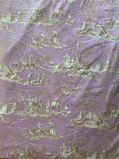 Pair of cotton curtains printed with toile...