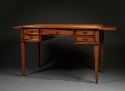 Louis XVI-style flat-panelled desk in cherry-stained...