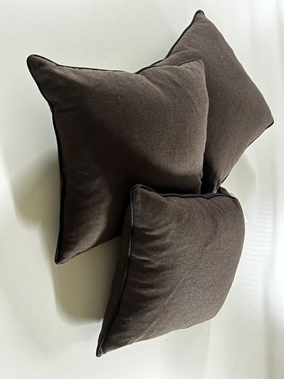 Three chocolate fabric cushions (Holes)
Height:...