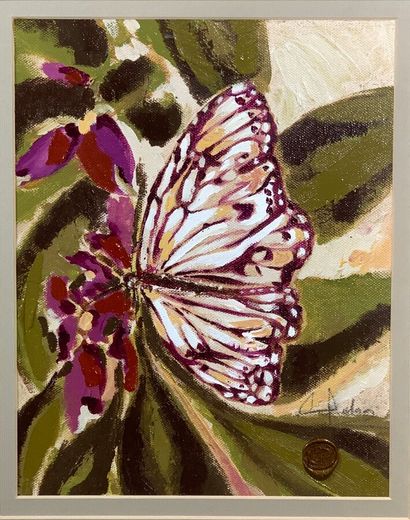 Suite of six oils on canvas depicting flowers...