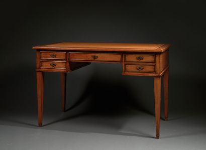 Louis XVI-style flat-panelled desk in cherry-stained...