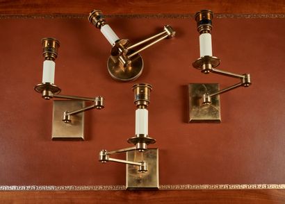 Vaughan Designs. Four articulated brass sconces,...