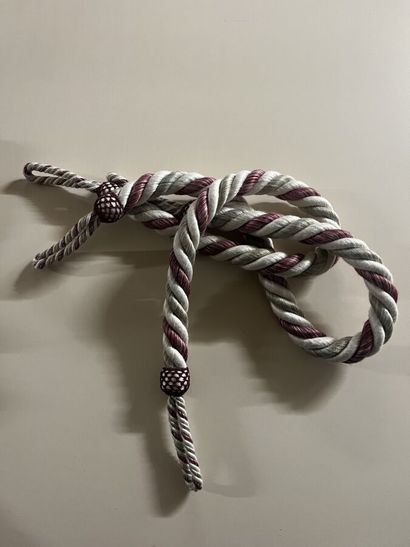 Two white, green and red passementerie tiebacks
Provenance:...