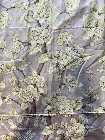 Pair of lined curtains in printed cotton...