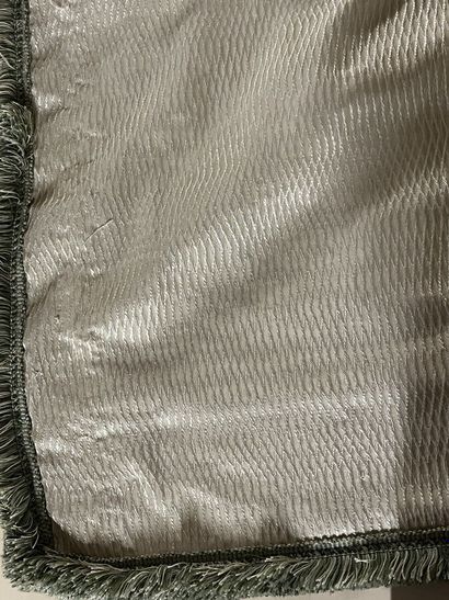 Pair of champagne taffeta curtains embroidered...