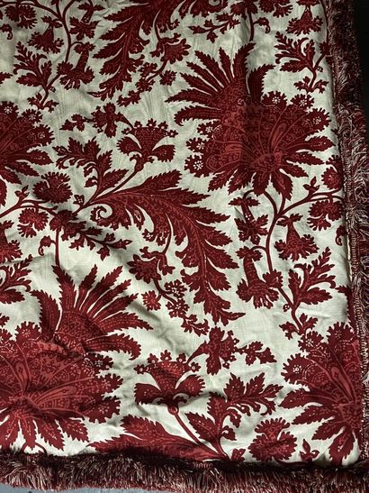 Thorp of London, Monique, red. Pair of Indian-print...