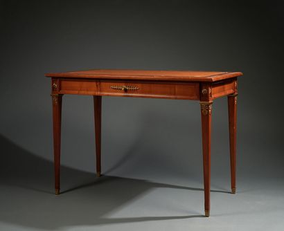 Louis XVI-style small flat desk in cherry-stained...