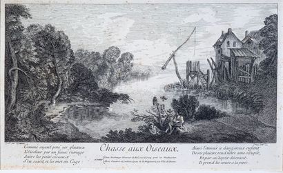 Set of three engravings, including a color...