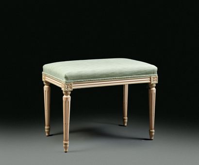 Rectangular bench in cream lacquered molded...
