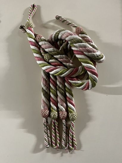Two pairs of pink-green-white passementerie...