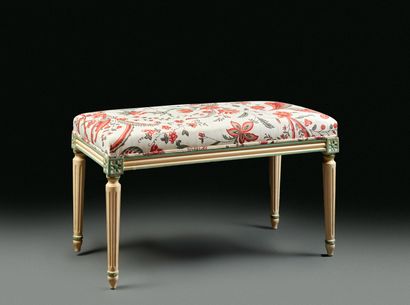 Cream and green lacquered wood bench in the...