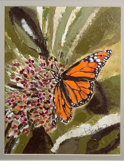 Suite of six oils on canvas depicting flowers...