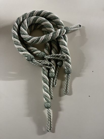 Four green and white passementerie tiebacks
Provenance:...