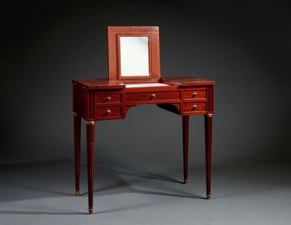 Coiffeuse de style Louis XVI en bois teinté...