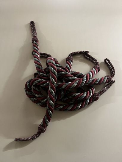 Four tiebacks in red, blue and white passementerie
Provenance:...