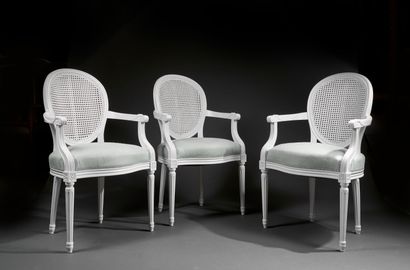 Suite of three Louis XVI-style cabriolet...