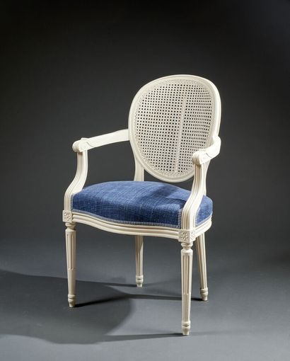 Louis XVI style cabriolet armchair in cream...