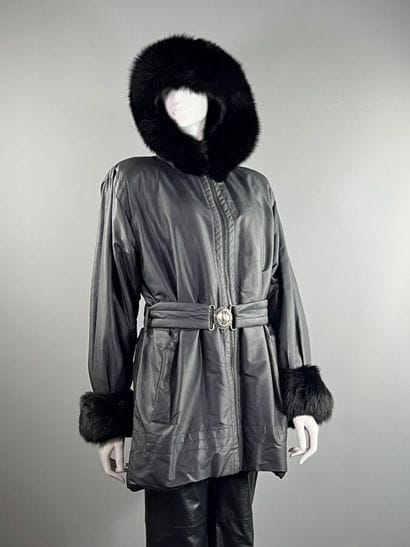 YVES SAINT LAURENT Fur
Black canvas jacket...