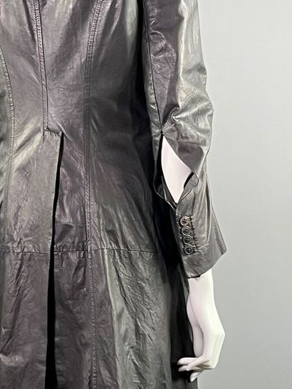 ANN DEMEULMEESTER - Leather frock coat jacket...