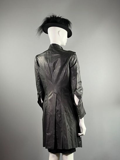 ANN DEMEULMEESTER - Leather frock coat jacket...
