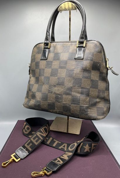 FENDI - Checkerboard monogram canvas bag...
