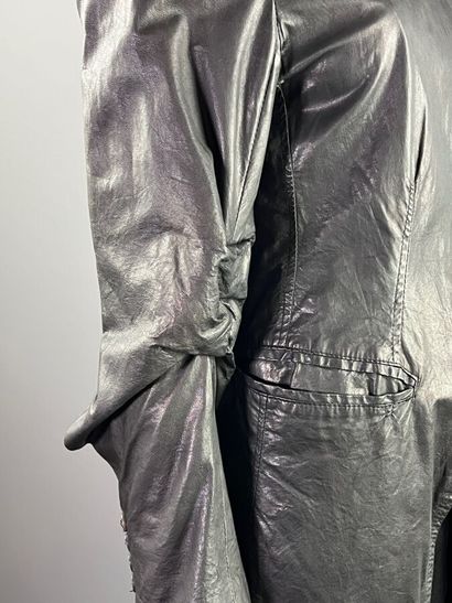 ANN DEMEULMEESTER - Leather frock coat jacket...
